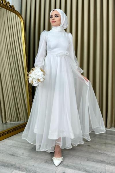 Elfida Tül Abiye Beyaz