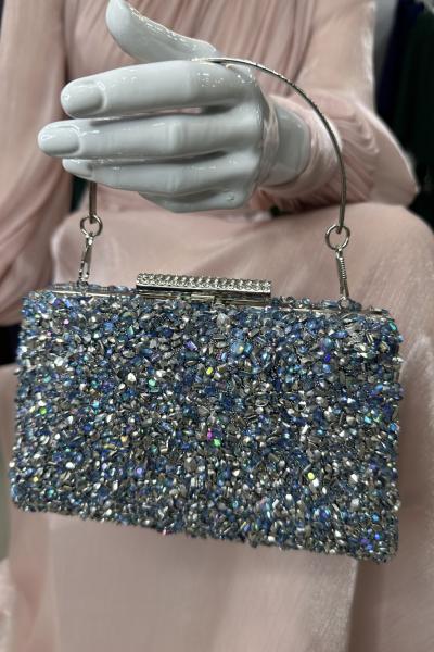 Abiye Çanta Mavi Geçişli