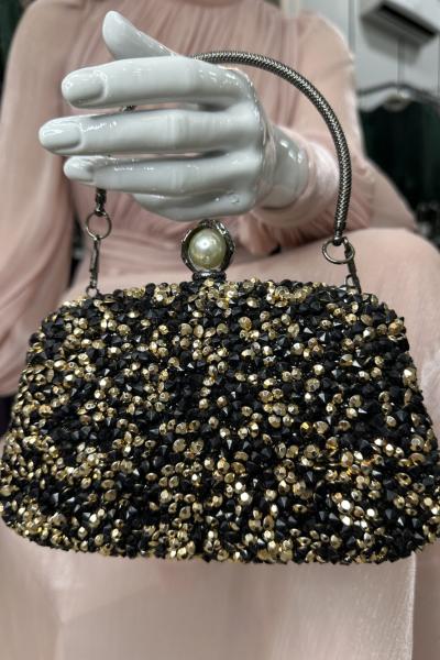 Abiye Çanta Siyah Kemik