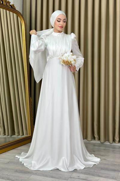 Helin tesettür abiye Beyaz