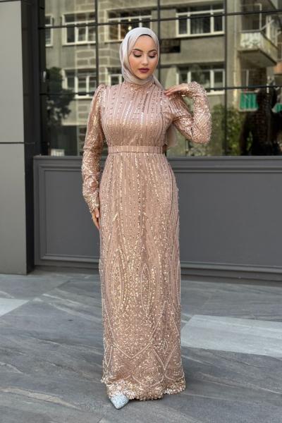 Gülşah Tesettür Abiye Bej