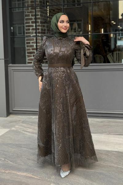 İrem Tesettür Abiye koyu haki