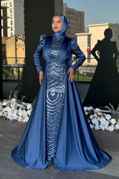 Zuhal Tesettür Abiye Mavi