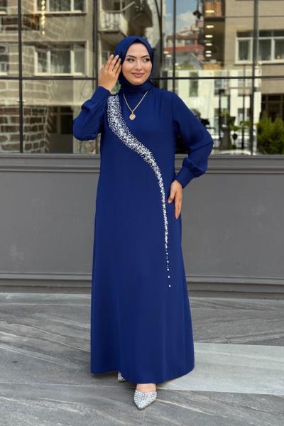 Hazan Tesettür Abiye Açık Lacivert