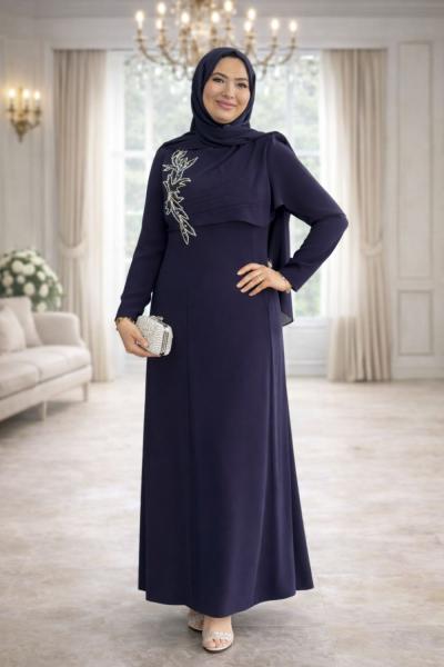 Gülçin Tesettür Abiye Lacivert