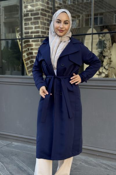 Aylin Rüzgarlıklı Trençkot Lacivert