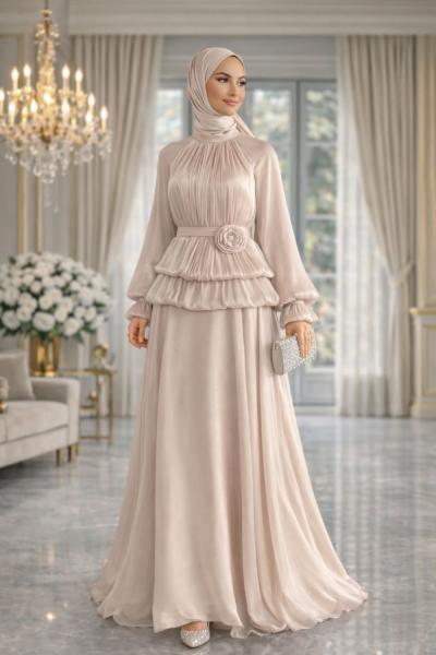 Feryal Tesettür Abiye Taş Rengi