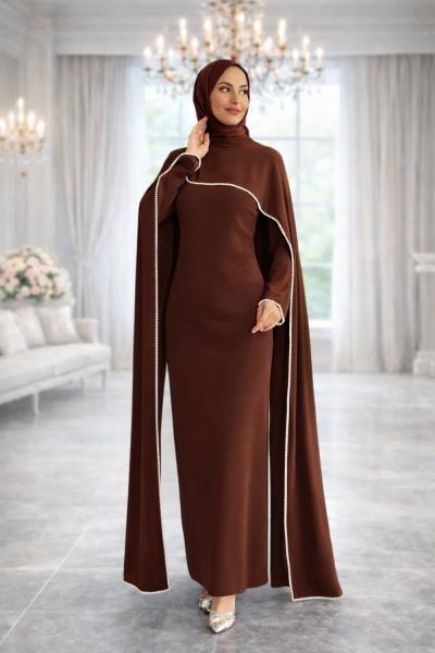 Esin Tesettür Abiye Kahverengi