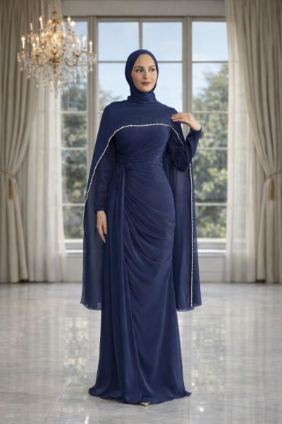 İncilay Tesettür Abiye Lacivert