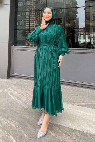 Ebru Piliseli Jan Jan Abiye Tesettür Zümrüt