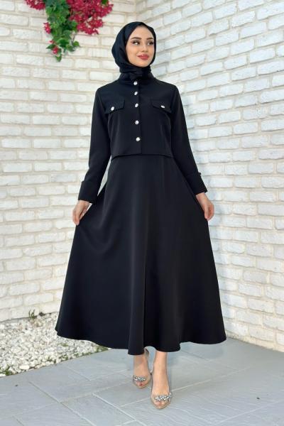 Esila Etekli Takım Siyah